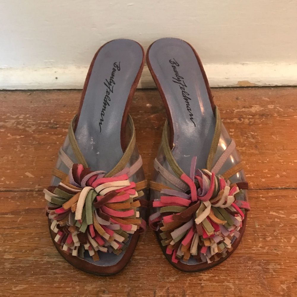 Vintage Leather Pom Pom Sandals